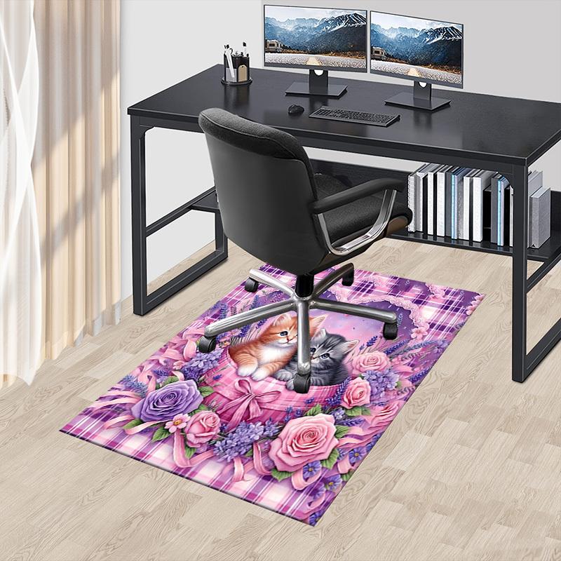 1PC Kittens Flowers Extra Large Non-Slip Floor Carpet, Office, Family, Bedroom, Studio - Large Area Rug Indoor Rugs, Vibrant Colors-A240