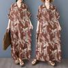 DIMANAF 2025 Summer Women Plus Size Dress Casual Dress Beach Loose Vintage Printing Basic Long Dress Maxi