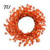 Artificial Fall Flower Wreath Fabric for Front Door, Autumn Harvest Floral Halloween Hanging Wreath, Thanksgiving Farmhouse Indoor Outdoor Porch Wall