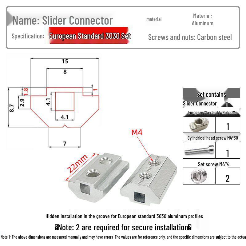 Adjustable European Aluminum Profile Slider Connector: No Drilling or Tapping Needed