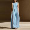 Abito da donna senza maniche a vestibilità larga con strisce laterali per un look casual estivo