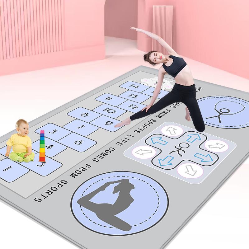 Pogrubiona Antypoślizgowa Mata do Jogi i Fitnessu Redukująca Hałas, Bardzo Szeroka i Długa do Aerobiku w Domu lub Tańca Dzieci