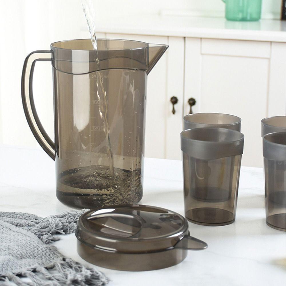 Hochwertige Fiberglas-Kanne Große Kühle Wasserflasche Einfache Kanne mit 4 Tassen