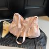 Women's Niche Casual Drawstring Shoulder Bag Light Firm Large Capacity Class Crossbody Tote Bag Portable