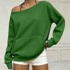 Women's Fashion Casual Off-Shoulder Long Sleeve Knit Sweatshirt with Pockets