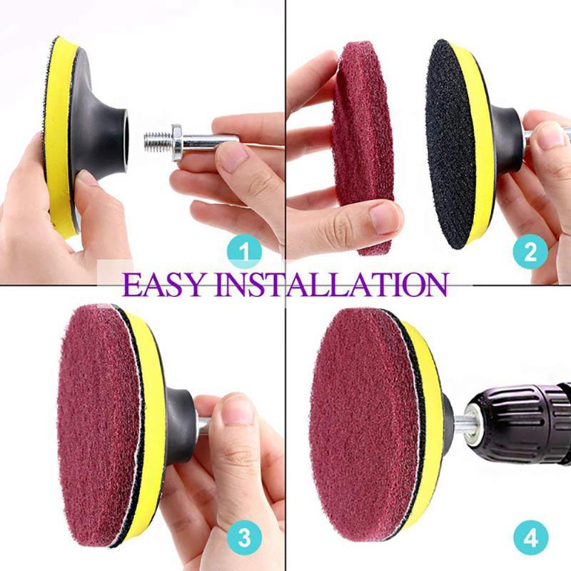 8Pcs 4 Inch Electric Drill Brush Scrub Pads Grout Power Drills Scrubber Cleaning Brush Floor Tub Cleaner Tools Kit Dusty Brush