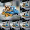 Automašīnu suns Sunflower Truck Automašīnas atpakaļskata spoguļa kulons, radošs kulonu dekors