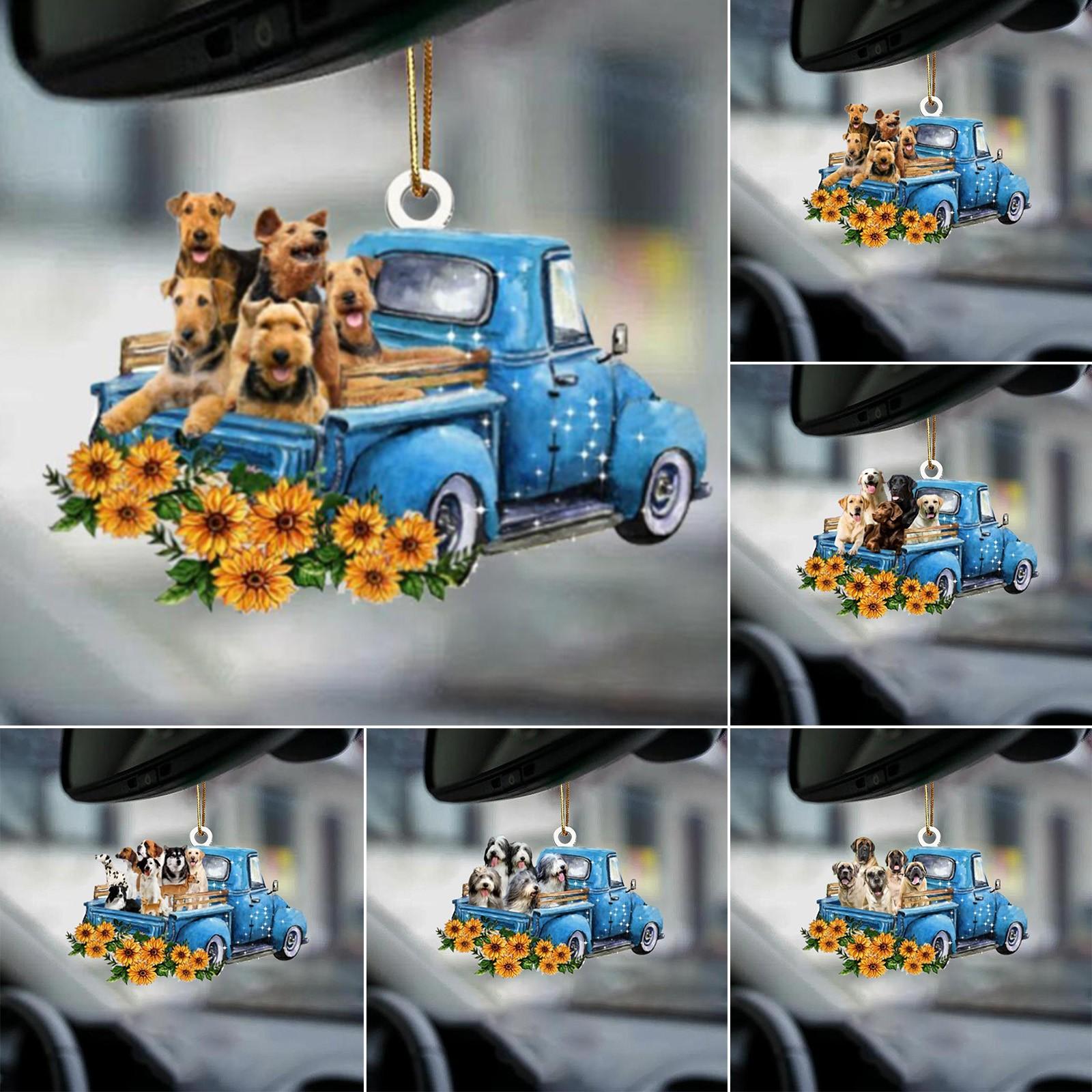 

Car Dog Sunflower Truck Car Rearview Mirror Pendant Creative Pendant Decoration