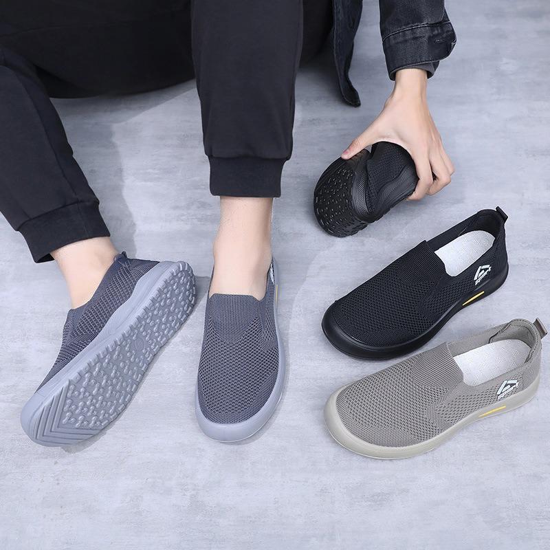 Shoes Men's Spring and Autumn New Casual Cloth Shoes Soft Sole Breathable Trend Dad Shoes Light One Pedal Walking Shoes Single Shoes
