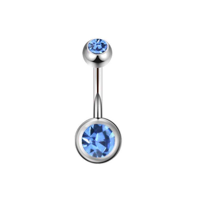 

Stainless Steel Rhinestone Belly Button Ring with Double-Headed Stud