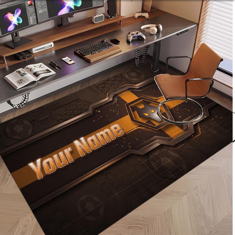 Personalized Crystal Velvet Carpet Wolverhampton Wanderers Football Pattern Non Slip Floor Rug