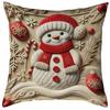 Christmas Pillow Cover with Santa, Snowman, Gift & Reindeer - Ideal for Winter Living Room Sofa & Bedroom Festive Vibe