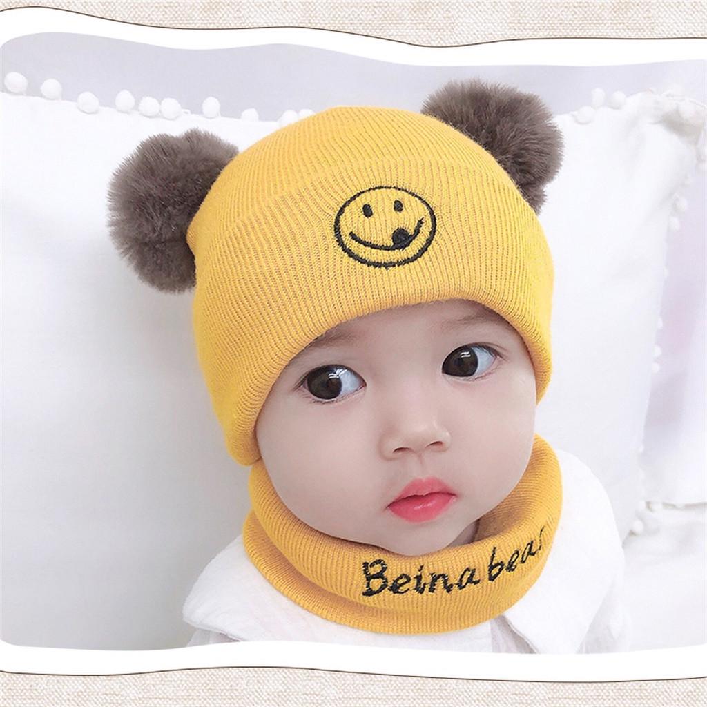 Children's Knit Hat Warm Scarf Wool Hat Two-piece