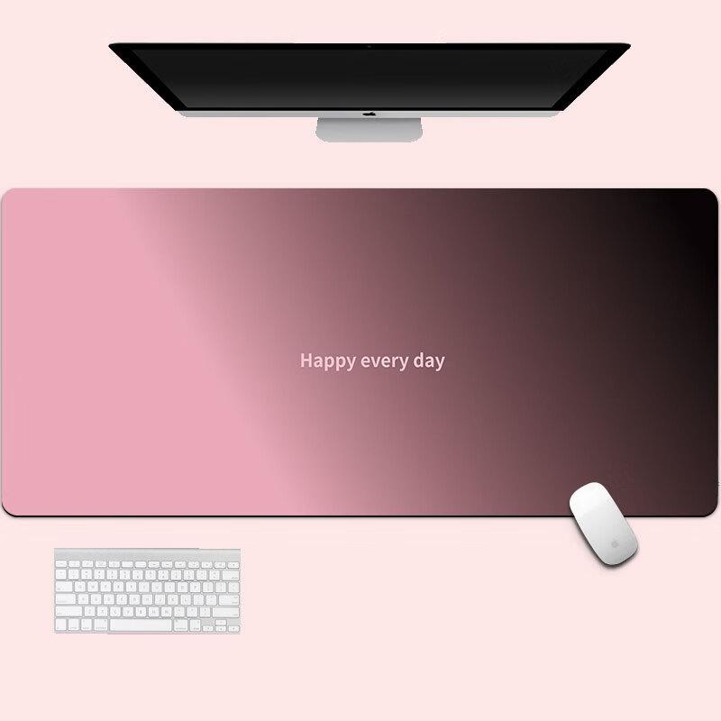 Large Minimalist Gradient Luxury Creative Desk Mat with Edge Locking Non-Slip Keyboard Pad Office Gaming Mouse Pad 1200x600x3mm Pink-Black Gradient
