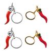 4Pieces Pepper Pendant Fashion Accessory Pepper Keyring Alloy Texture Key Pendant for Youthful Adults and Friend Present