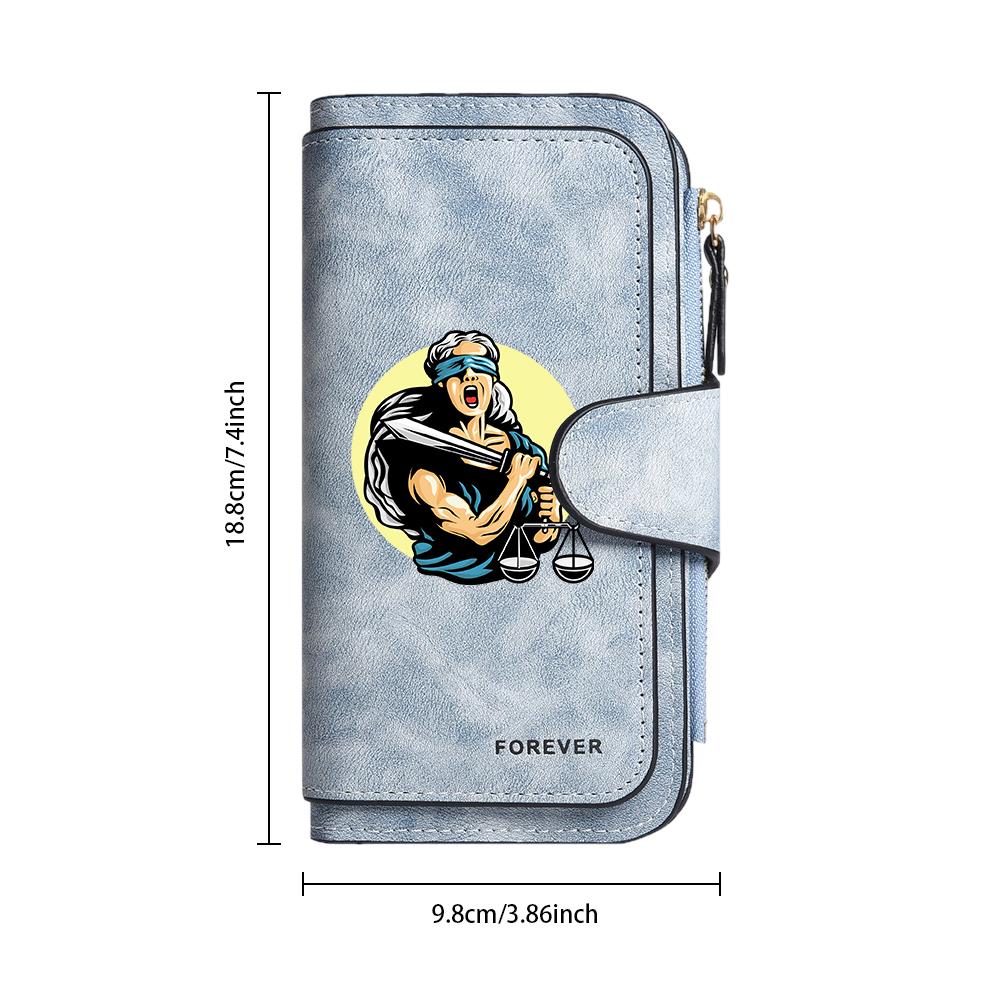 Themis Pattern Long Wallet Portable Multi Card Slot Purse Fashion Daily Use Money Holder