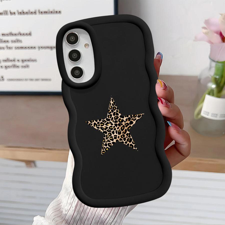 Soft Phone Cover Case for Samsung Galaxy A14 A16 A15 A21s A11 A13 A52 A12 A04 A22 A23 A53 A03 A06 A05 A33 Leopard Star Design