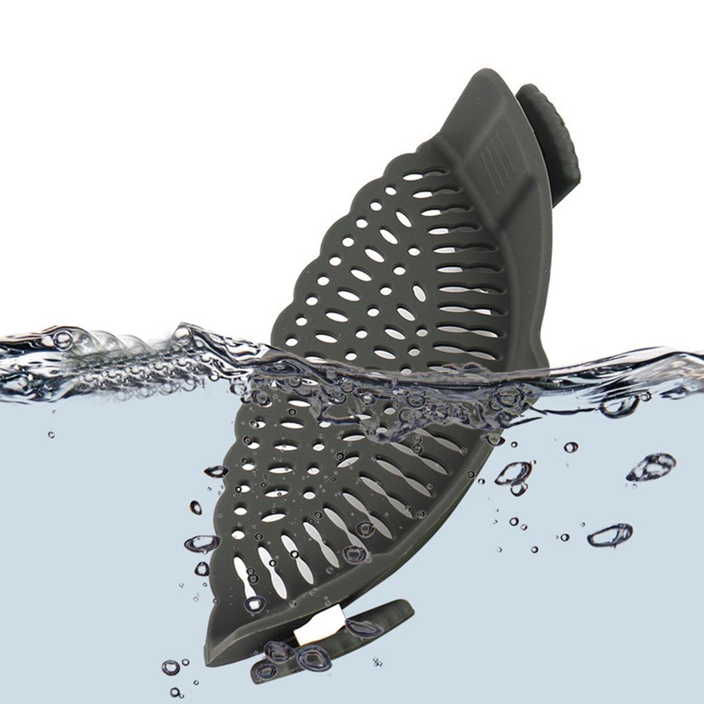 Snap N Strain Pot Strainer Silicone Clip On Strainer for Pots Meat Vegetables Fruit Black Kitchen Gadget