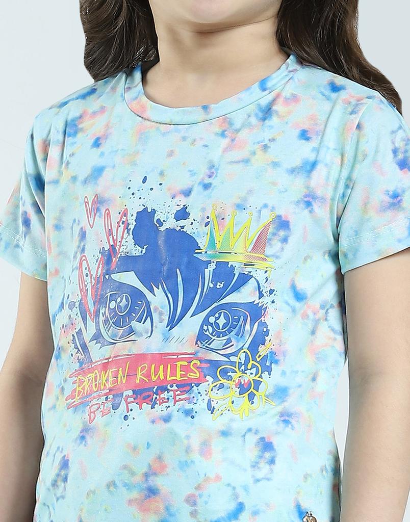 MONTE CARLO Dziewczęcy komplet dolny z okrągłym dekoltem i nadrukiem