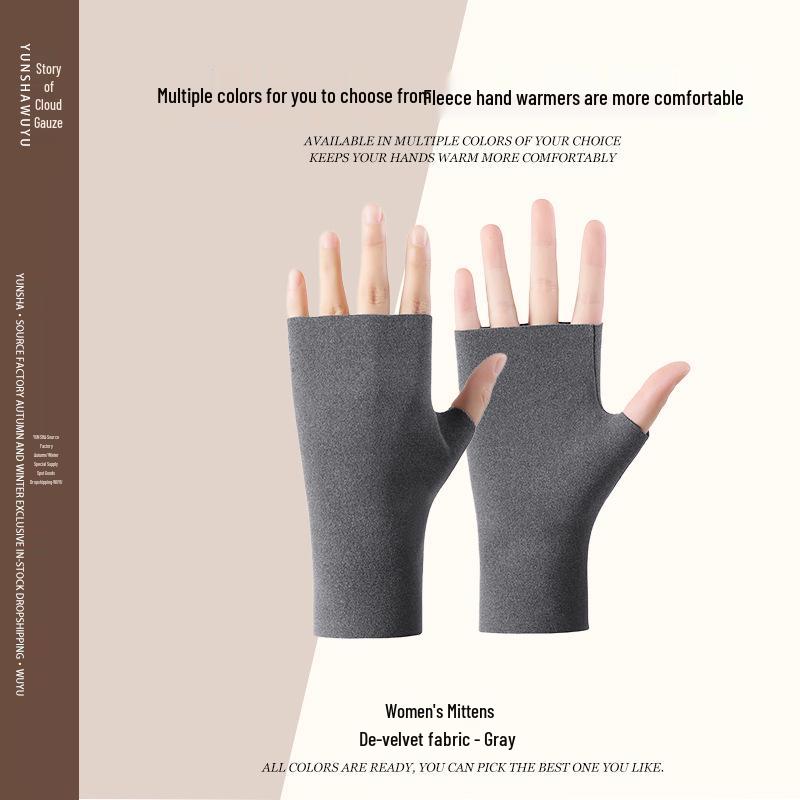 Women's Fingerless Touchscreen Fleece Gloves - Cute Cold-Weather Protection for Autumn/Winter
