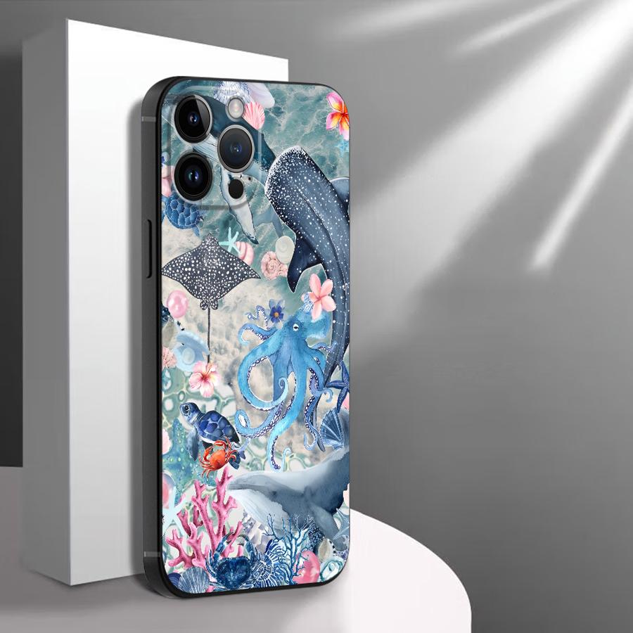 

Creative Marine Organisms Art Phone Case for Apple iPhone 17 Pro Max 13 17e Air 11 12 XR XS MAX 15 Pro 7 8 14 16 Funda Phone iPhone 15 Pro
