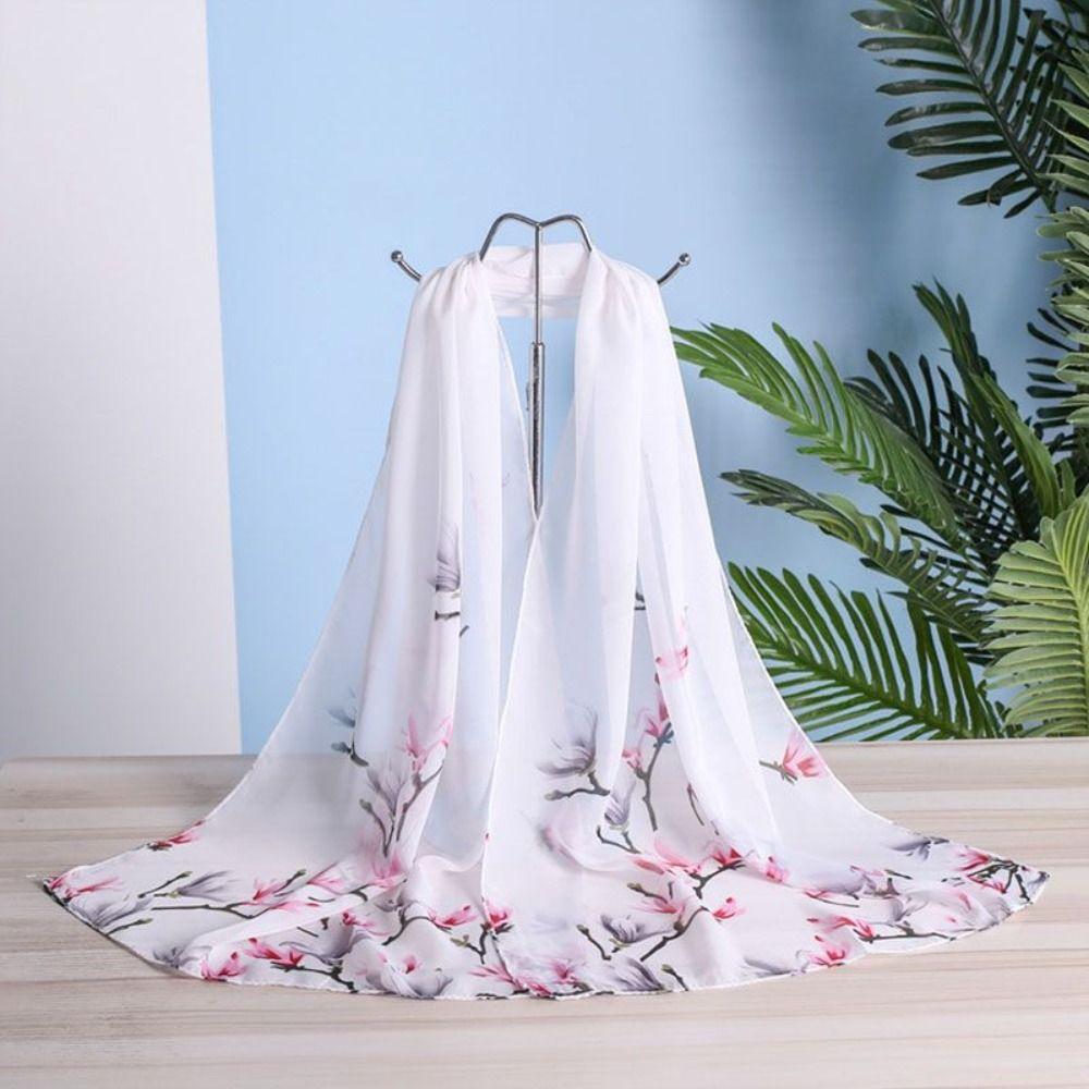 Soft Floral Printed Hijab Thin Beach Shawl Fashion Chiffon Scarf