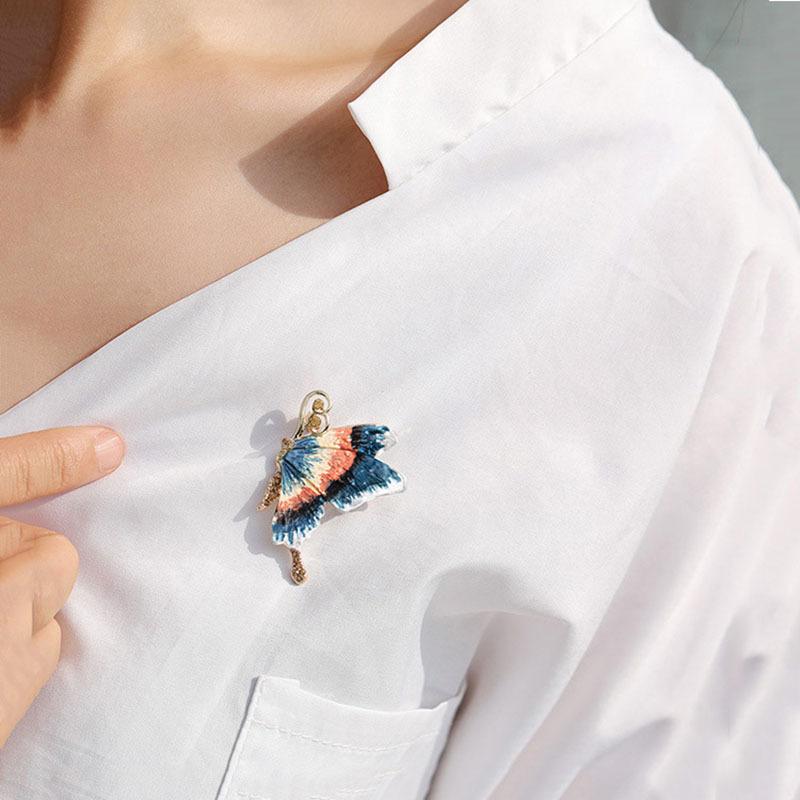 Retro Temperament Enamel Painted Butterfly Brooch High-End Women'S Luxury Fashion Exquisite Pin Elegant Atmosphere Accessories