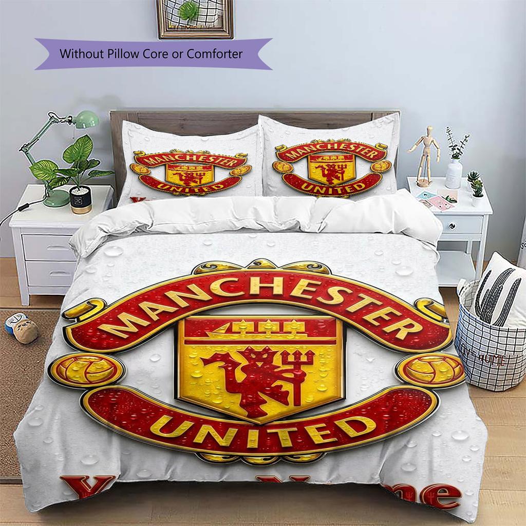 Manchester United F Custom Name Pattern Bedding,Quilt Set Quilt Cover Pillowcase Home Birthday Gift(1 * duvet cover + 2 * pillowcase, without core)