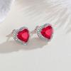 925 Silver Earrings Red Heart Diamond-studded Earrings Original Earring For Ladies Fashion Friend Party Daily Wear Gift