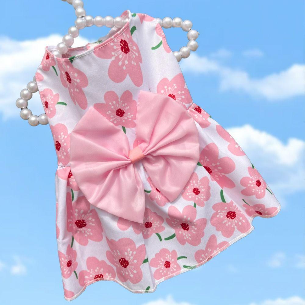 Floral Printed Cat Dog Dress Cute Pet Skirt Breathable Puppy Princess Skirt Spring Summer
