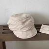 Retro Yamamoto style thin breathable washed linen pleated design octagonal hat temperament show face small equestrian hat