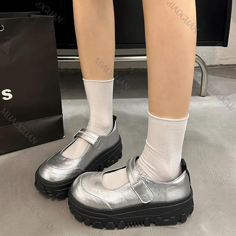 High Quality Fashion Retro Thick Bottom Mary Jane Shoes Chunky High Heeled Shallow Mouth Single Shoe Platform Sneakers for Women