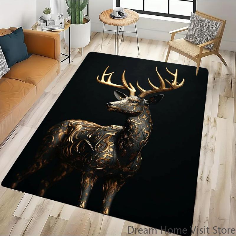 Black Gold Eagle Lion Carpet For Living Room Sofa Floor Cushions Modern Home Rug For Children's Bedroom Play Carpet Camping Mat