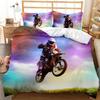 Dirt Bike Bedding Sets Motocross Racer Duvet Cover Set 2/3 Piece Boys Comforter Cover Set,Kids Extreme Sports Style Bedding Set
