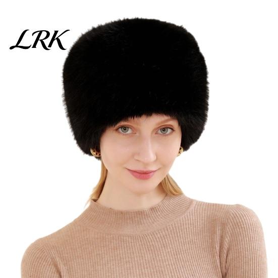 Soft Polyester Hat Women Fuzzy Brimless Hat, Warm Faux Fur Solid Color Elastic Thermal Ushanka Plush Winter Fluffy Bucket for Cold Weather Stylish