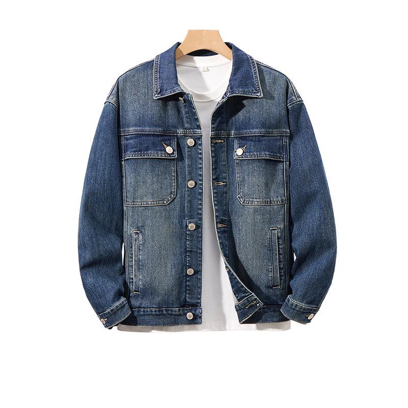 Men's High-Quality Classic Blue Denim Jacket - Autumn/Winter Collection