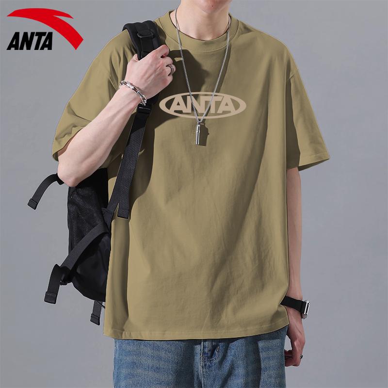 Anta Lifestyle Series Letter Print Versatile Loose Moisture-Wicking Round Neck Short Sleeve T-Shirt Unisex T-Shirt Glacier-Gray 972428106-6