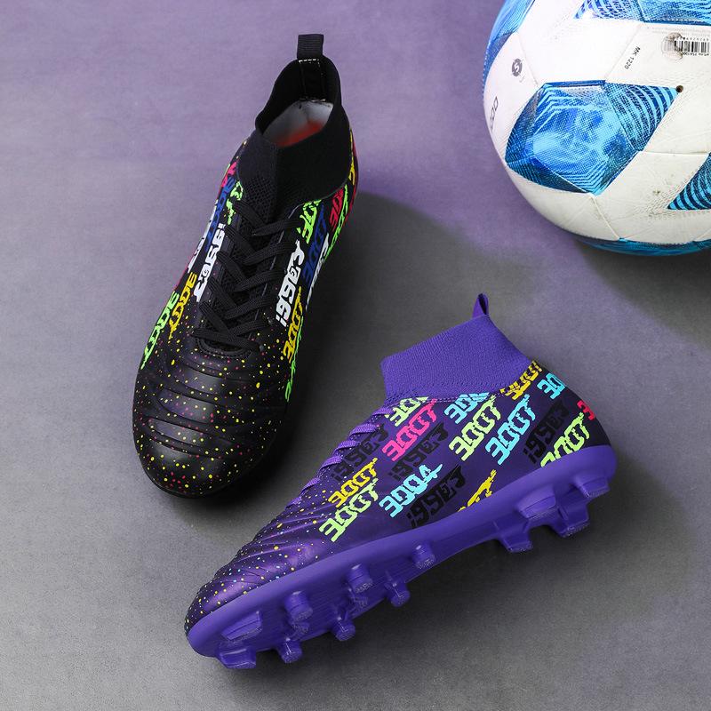 Men's and Women's High-top Football Shoes Breathable and Wear-resistant Artificial Turf Professional Game Training Sports Football Shoes