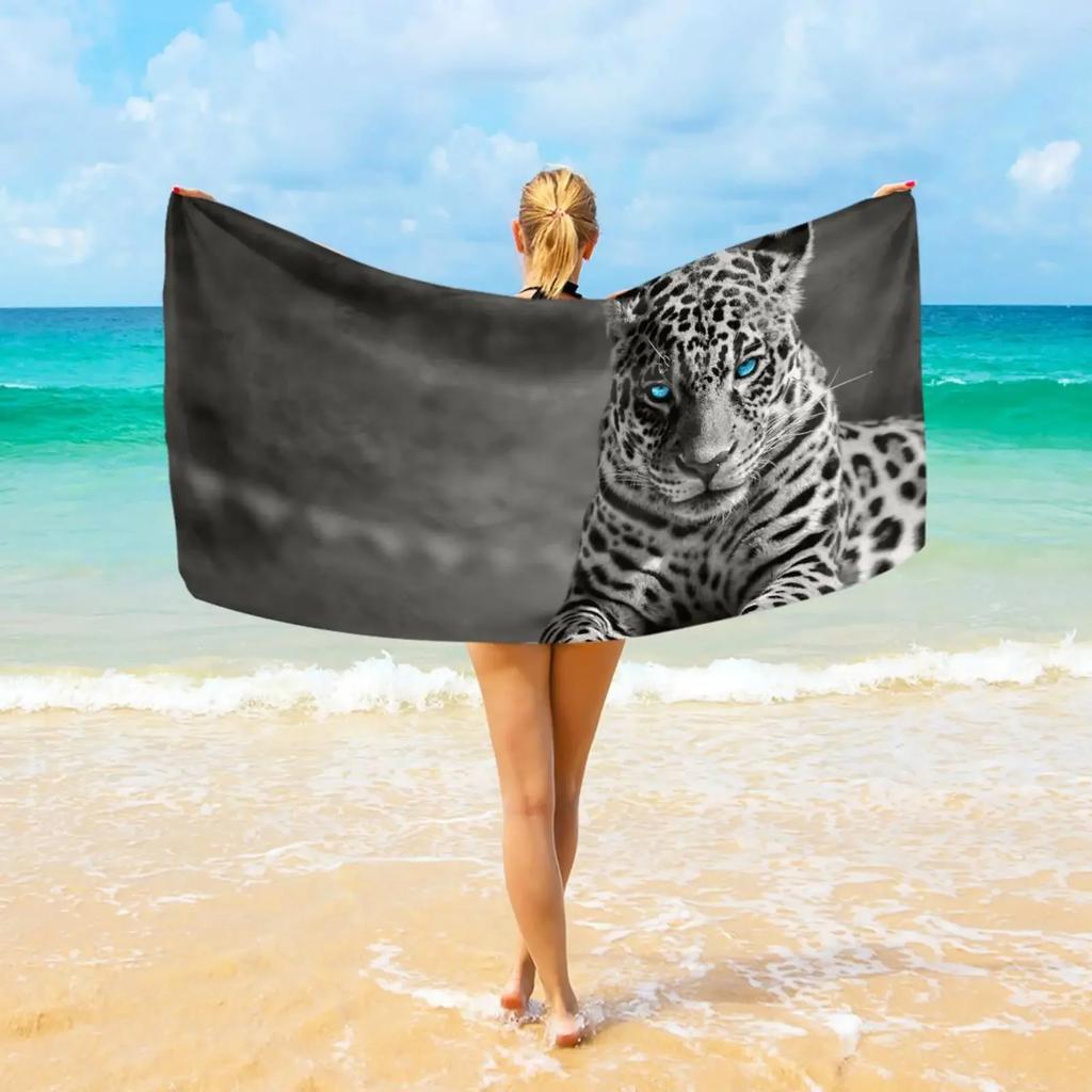Asciugamano da Piscina e Spiaggia in Microfibra Cougar Jaguar Portatile Asciugatura Rapida Sabbia Esterno Viaggio Nuoto Campeggio Coperta Tappetino Yoga Donna Uomo