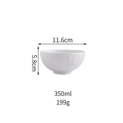 Abay Minimalist White Ceramic Rice Bowl Set