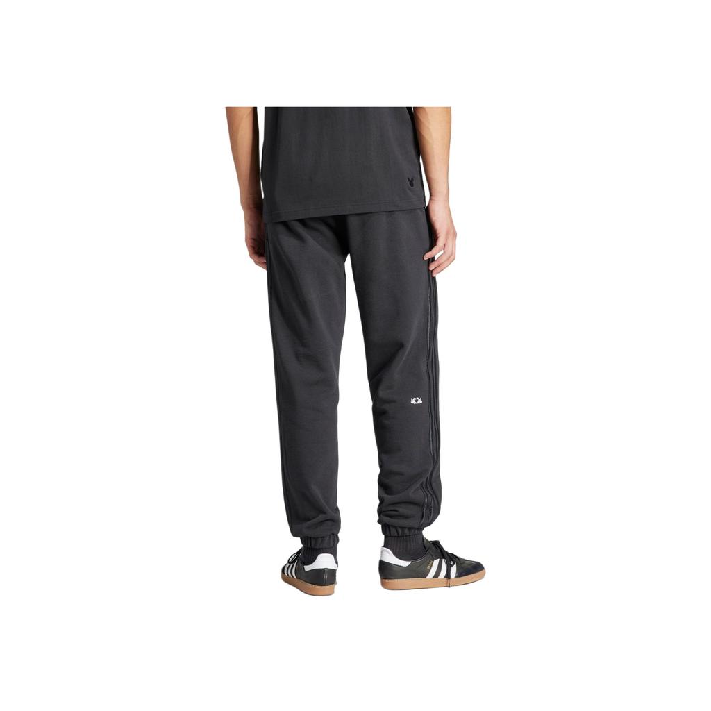 Adidas Originals Mickey Mouse Collaboration SS24 Mickey Pattern Logo Solid Color Striped Side Tapered Knit Sports Pants Men Pants Black IY2267