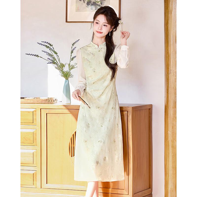 Elegant New Chinese Style Textured Print Dress