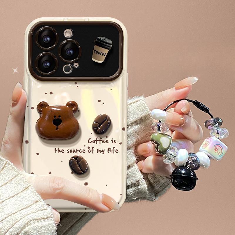 Kaffee Bär Puppe Anhänger Geeignet für Opporeno11/9pro Handyhülle Vivos17 Klappspiegel Xiaomi 14