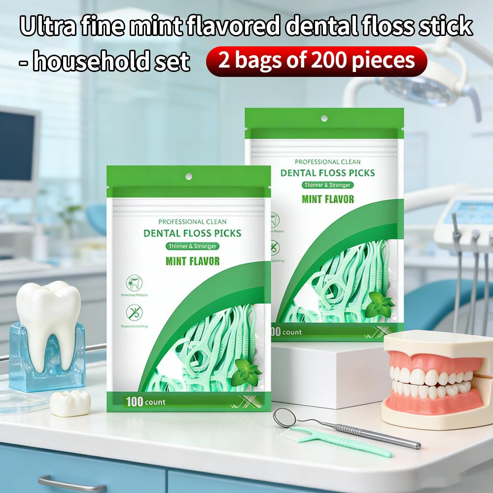 

1000/200PCS-Ultra Fine Mint Dental Floss Sticks, Disposable Toothpicks, Large Capacity Oral Care Kit for Daily Use