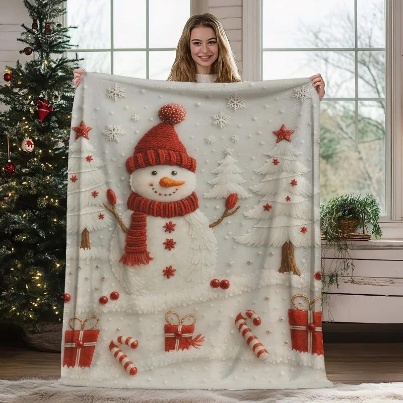 Christmas Geometric Theme Digital-printed Polyester Velvet Flannel Soft Sofa Cover Blanket Fleece Sofa Cover Blankets for Beds
