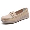 2025 Women's Flats Fashion 100% leather flat Nurse shoes Smooth casual Breathable women plus size light Mom shoes women shoes