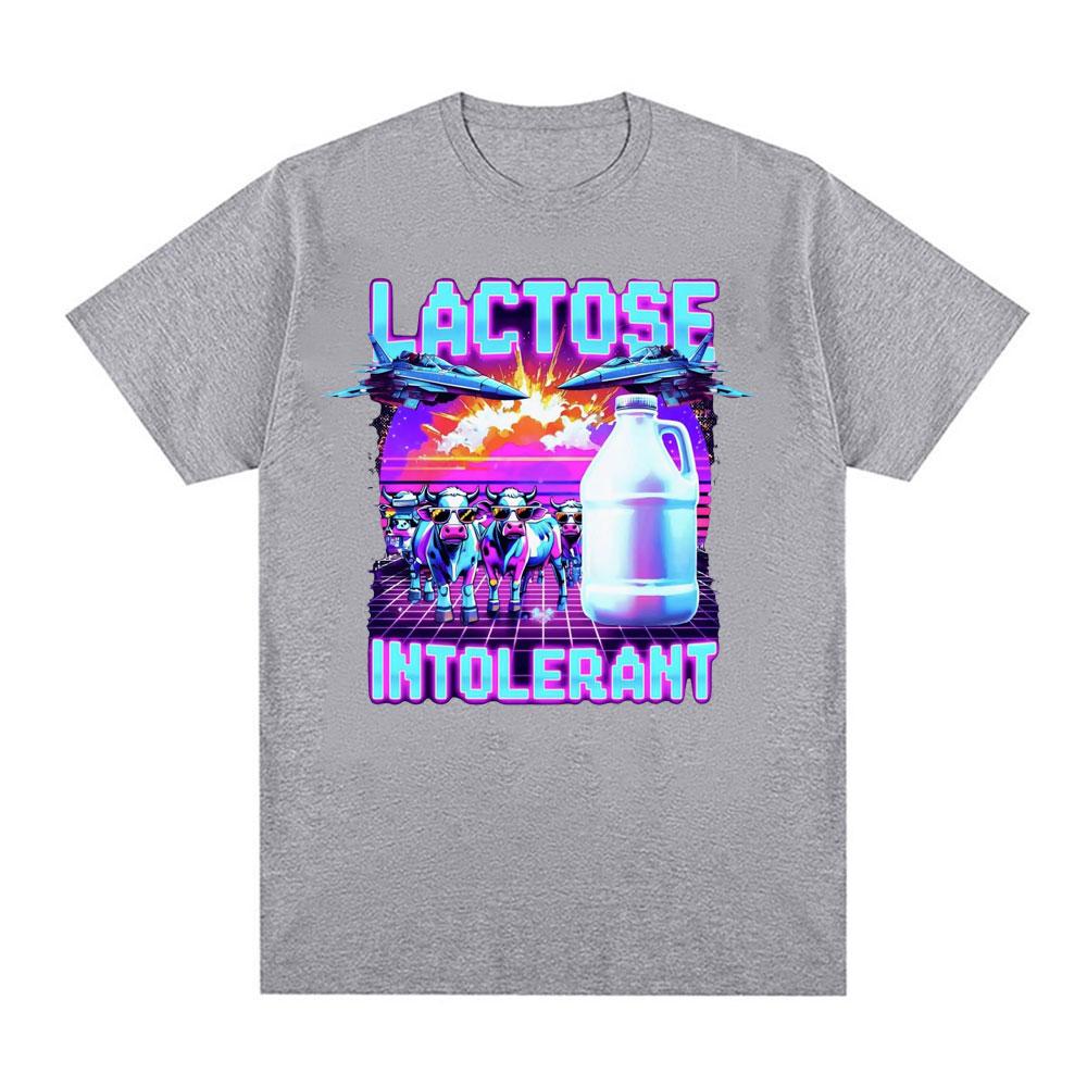 Lactose Intolerant Meme New Graphic T-Shirt Retro Milk 90s Funny T Shirts Men Women Casual 100% Cotton Humor Short Sleeve Tshirt