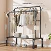 Indoor Double-Rod Floor-Standing Clothes Rack for Balcony or Bedroom