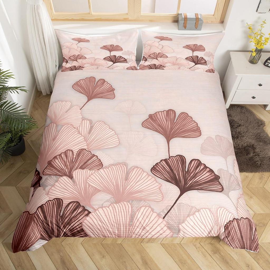 Povlak na přikrývku Ginkgo List Queen Přírodní Botanická Ložní souprava Rostliny Rustikální Farmářský Povlak na přikrývku Abstraktní Listy Povlak na peřinu