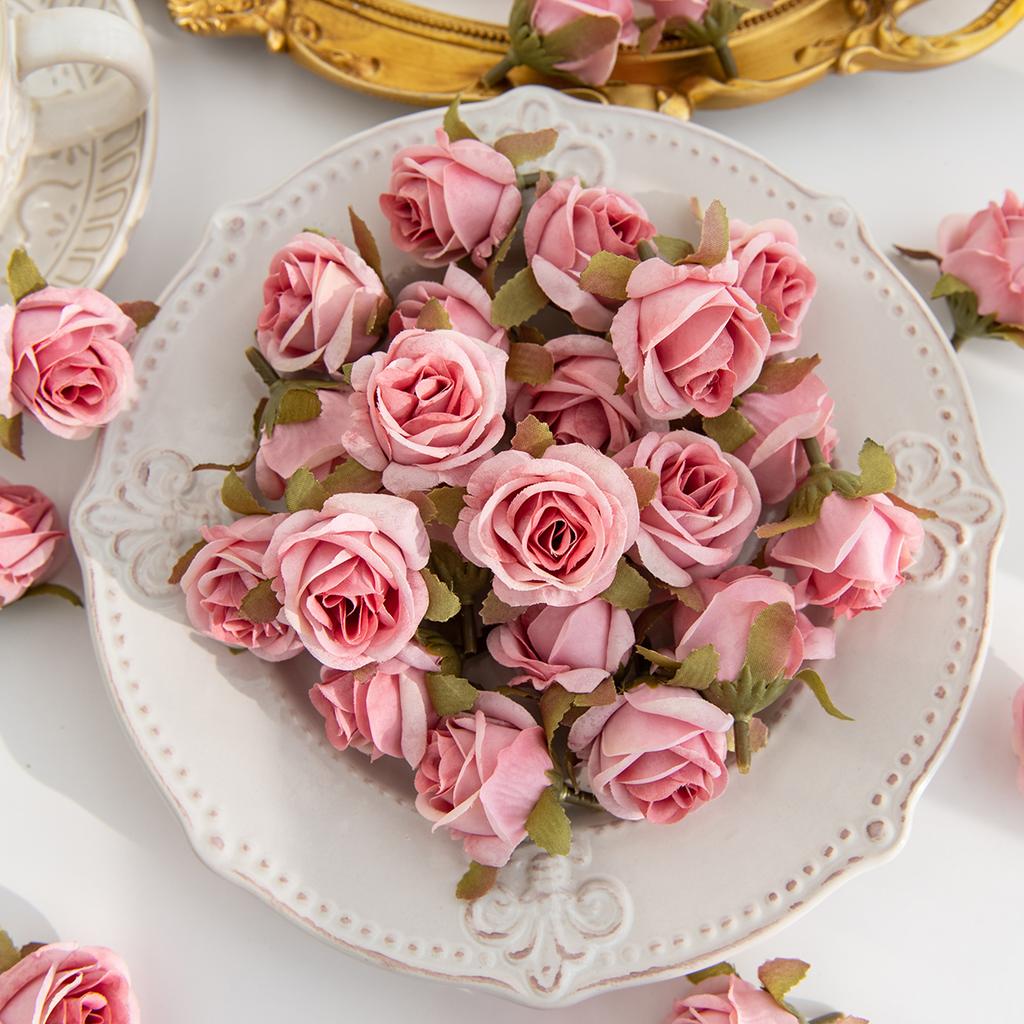 Artificial Flower Silk Rose Head Valentine's Wedding bridal bouquet Decora home Room Outdoor Garden Party DIY Hairpin Gift Box